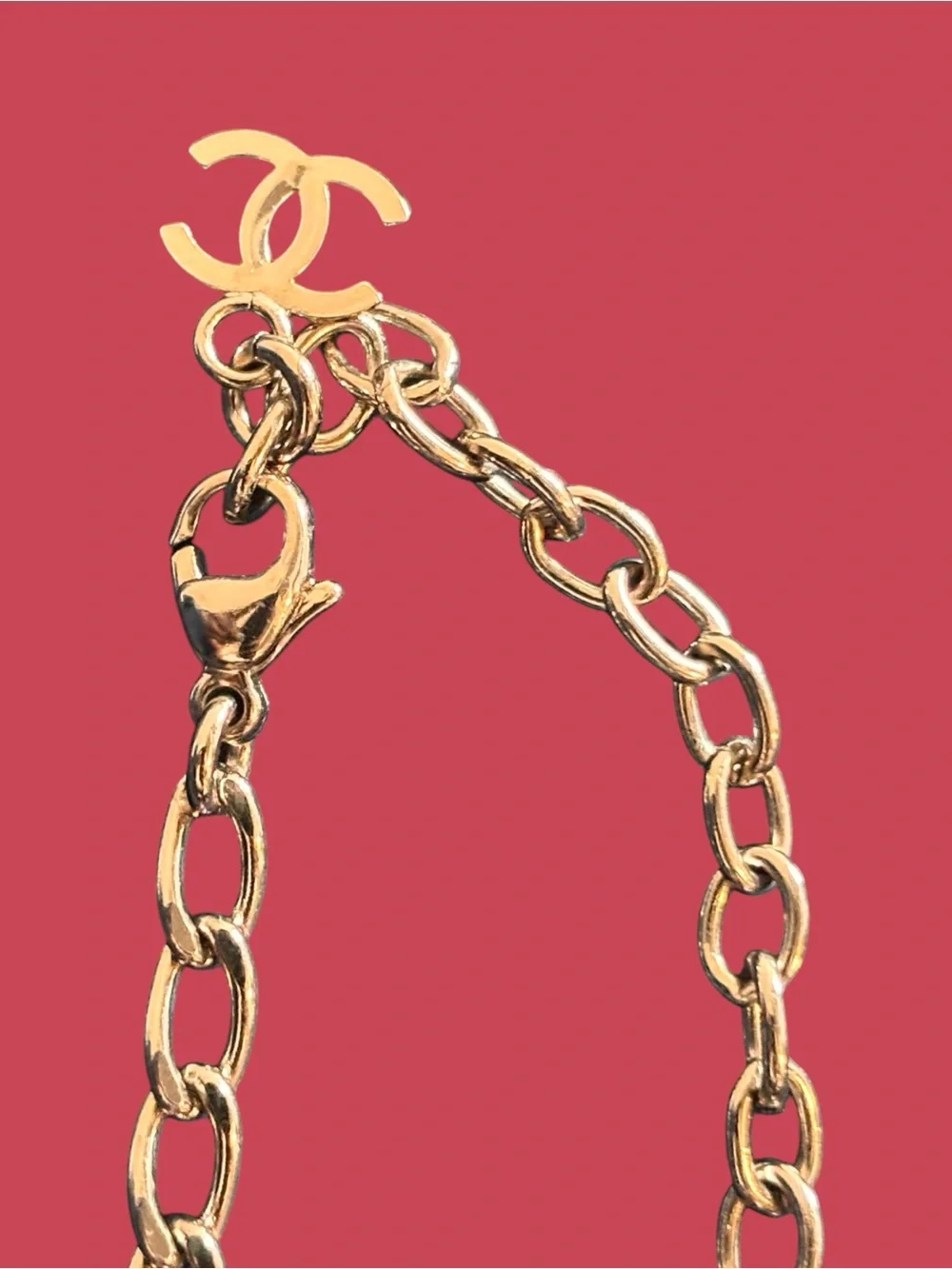 AUTHENTIC CHANEL CC Mirror Pendant Silver Necklace